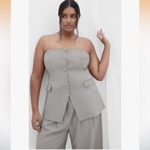 City Chic Women's Plus Size Bustier - Leah Check brown tan XXL nwt US 24